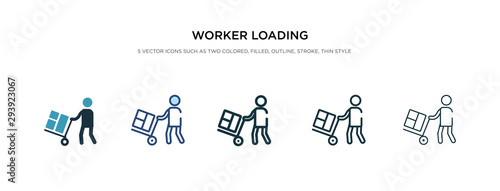 worker loading icon in different style vector illustration. two colored and black worker loading vector icons designed in filled, outline, line and stroke style can be used for web, mobile, ui