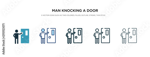 Foto man knocking a door icon in different style vector illustration