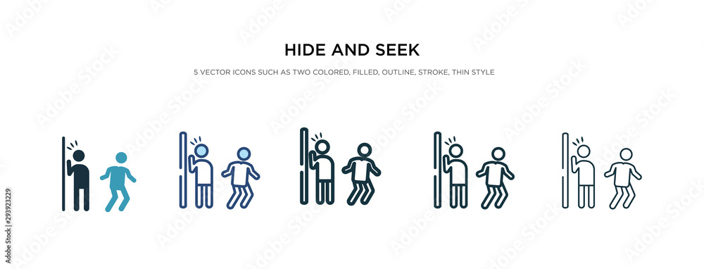 hide and seek icon in different style vector illustration. two colored and black hide and seek vector icons designed in filled, outline, line stroke style can be used for web, mobile, ui