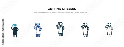 getting dressed icon in different style vector illustration. two colored and black getting dressed vector icons designed in filled, outline, line and stroke style can be used for web, mobile, ui