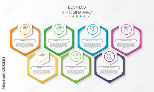 Business infographic element with 7 options, steps, number vector template design
