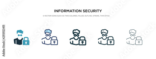 information security analyst icon in different style vector illustration. two colored and black information security analyst vector icons designed in filled, outline, line and stroke style can be