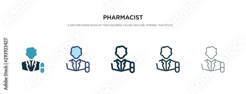 pharmacist icon in different style vector illustration. two colored and black pharmacist vector icons designed in filled, outline, line and stroke style can be used for web, mobile, ui