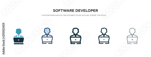 software developer icon in different style vector illustration. two colored and black software developer vector icons designed in filled, outline, line and stroke style can be used for web, mobile,