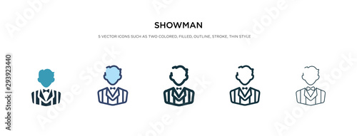 showman icon in different style vector illustration. two colored and black showman vector icons designed in filled, outline, line and stroke style can be used for web, mobile, ui