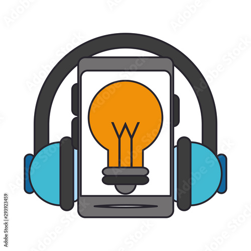 smartphone and headphones isolated icon