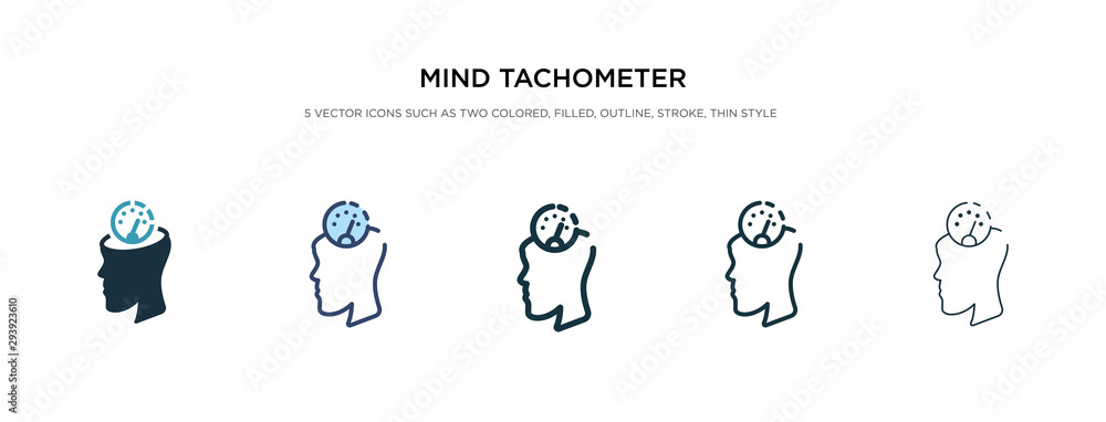 mind tachometer icon in different style vector illustration. two colored and black mind tachometer vector icons designed in filled, outline, line and stroke style can be used for web, mobile, ui mind tachometer icon in different style vector illustration. two colored and black mind tachometer vector icons designed in filled, outline, line and stroke style can be used for web, mobile, ui