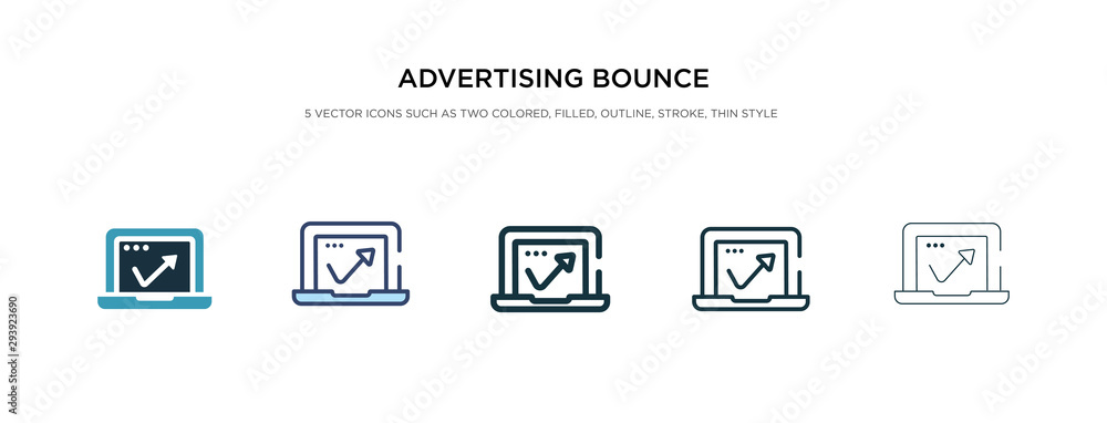 advertising bounce icon in different style vector illustration. two colored and black advertising bounce vector icons designed in filled, outline, line and stroke style can be used for web, mobile,