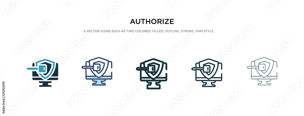 authorize icon in different style vector illustration. two colored and black authorize vector icons designed in filled, outline, line and stroke style can be used for web, mobile, ui