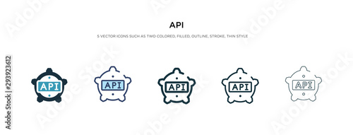 api icon in different style vector illustration. two colored and black api vector icons designed in filled, outline, line and stroke style can be used for web, mobile, ui