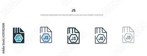 js icon in different style vector illustration. two colored and black js vector icons designed in filled, outline, line and stroke style can be used for web, mobile, ui