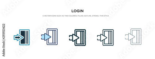 login icon in different style vector illustration. two colored and black login vector icons designed in filled, outline, line and stroke style can be used for web, mobile, ui