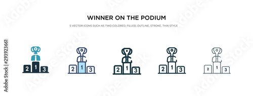winner on the podium icon in different style vector illustration. two colored and black winner on the podium vector icons designed in filled, outline, line and stroke style can be used for web,