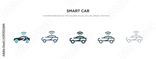 smart car icon in different style vector illustration. two colored and black smart car vector icons designed in filled, outline, line and stroke style can be used for web, mobile, ui