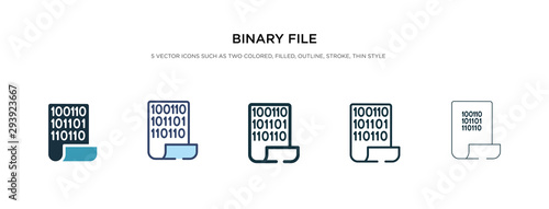 binary file icon in different style vector illustration. two colored and black binary file vector icons designed in filled, outline, line and stroke style can be used for web, mobile, ui