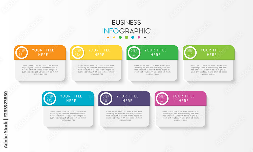 Business infographic element with 7 options, steps, number vector template design Business infographic element with 7 options, steps, number vector template design