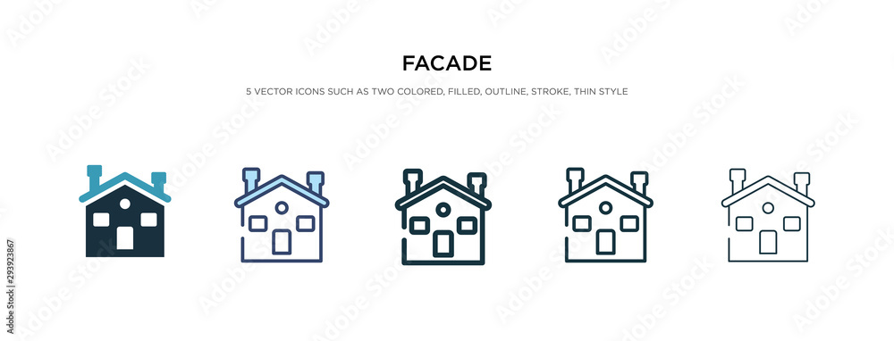 facade icon in different style vector illustration. two colored and black facade vector icons designed in filled, outline, line and stroke style can be used for web, mobile, ui