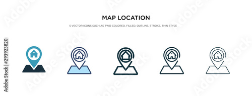 map location icon in different style vector illustration. two colored and black map location vector icons designed in filled, outline, line and stroke style can be used for web, mobile, ui