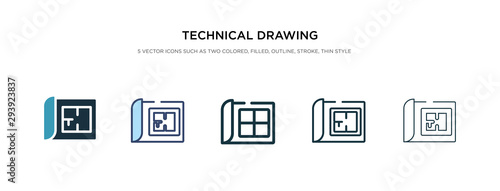 technical drawing icon in different style vector illustration. two colored and black technical drawing vector icons designed in filled, outline, line and stroke style can be used for web, mobile, ui