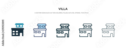 villa icon in different style vector illustration. two colored and black villa vector icons designed in filled, outline, line and stroke style can be used for web, mobile, ui