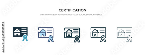 certification icon in different style vector illustration. two colored and black certification vector icons designed in filled, outline, line and stroke style can be used for web, mobile, ui