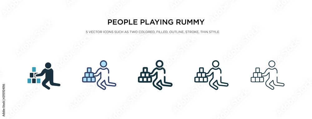 people playing rummy icon in different style vector illustration. two colored and black people playing rummy vector icons designed in filled, outline, line and stroke style can be used for web,