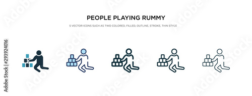 people playing rummy icon in different style vector illustration. two colored and black people playing rummy vector icons designed in filled, outline, line and stroke style can be used for web,