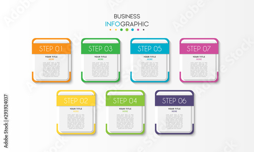 Business infographic element with 7 options, steps, number vector template design