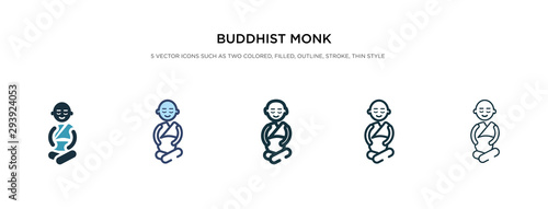 buddhist monk icon in different style vector illustration. two colored and black buddhist monk vector icons designed in filled, outline, line and stroke style can be used for web, mobile, ui