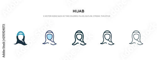 hijab icon in different style vector illustration. two colored and black hijab vector icons designed in filled, outline, line and stroke style can be used for web, mobile, ui