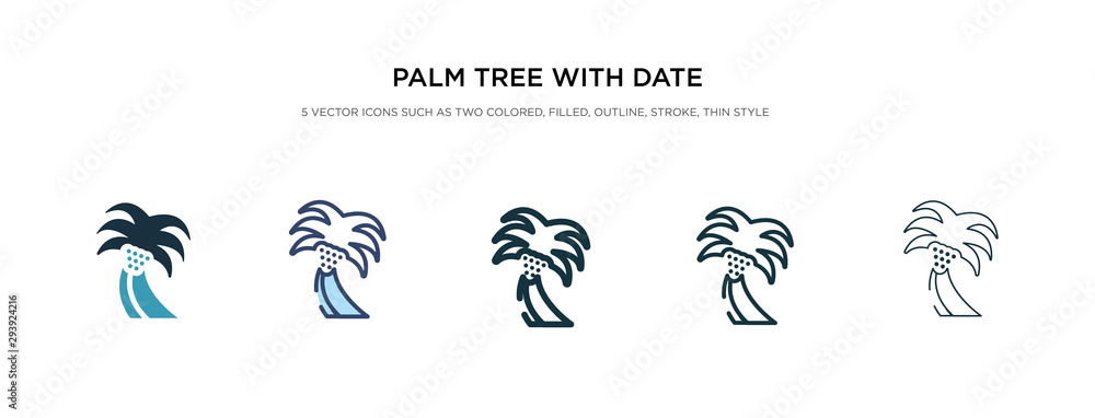palm tree with date icon in different style vector illustration. two colored and black palm tree with date vector icons designed in filled, outline, line and stroke style can be used for web, palm tree with date icon in different style vector illustration. two colored and black palm tree with date vector icons designed in filled, outline, line and stroke style can be used for web,