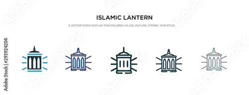 islamic lantern icon in different style vector illustration. two colored and black islamic lantern vector icons designed in filled, outline, line and stroke style can be used for web, mobile, ui