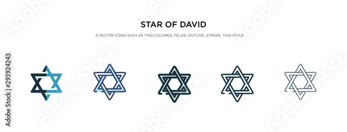 star of david icon in different style vector illustration. two colored and black star of david vector icons designed in filled, outline, line and stroke style can be used for web, mobile, ui