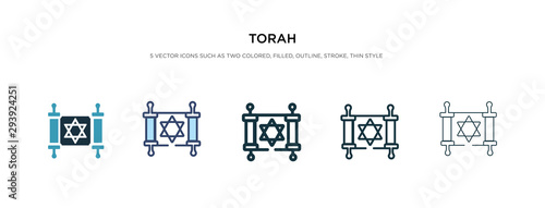 torah icon in different style vector illustration. two colored and black torah vector icons designed in filled, outline, line and stroke style can be used for web, mobile, ui