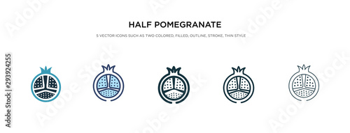 half pomegranate icon in different style vector illustration. two colored and black half pomegranate vector icons designed in filled, outline, line and stroke style can be used for web, mobile, ui