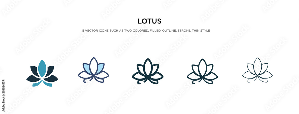 lotus icon in different style vector illustration. two colored and black lotus vector icons designed in filled, outline, line and stroke style can be used for web, mobile, ui