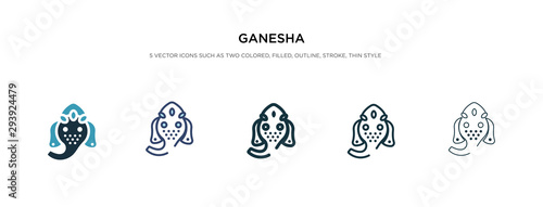 ganesha icon in different style vector illustration. two colored and black ganesha vector icons designed in filled, outline, line and stroke style can be used for web, mobile, ui