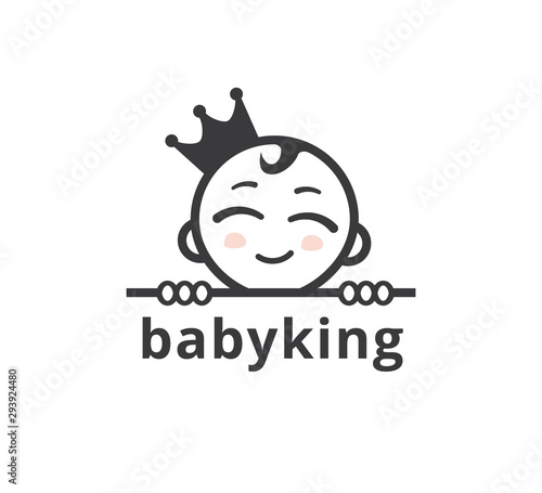 cute smiling baby face wearing crown for child business vector logo graphic design