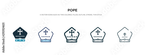 pope icon in different style vector illustration. two colored and black pope vector icons designed in filled, outline, line and stroke style can be used for web, mobile, ui