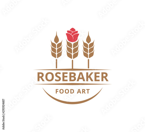rose and wheat combine concept for bakery business vector logo graphic design