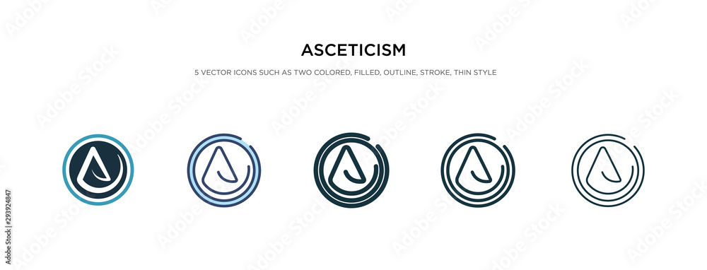 asceticism icon in different style vector illustration. two colored and black asceticism vector icons designed in filled, outline, line and stroke style can be used for web, mobile, ui asceticism icon in different style vector illustration. two colored and black asceticism vector icons designed in filled, outline, line and stroke style can be used for web, mobile, ui