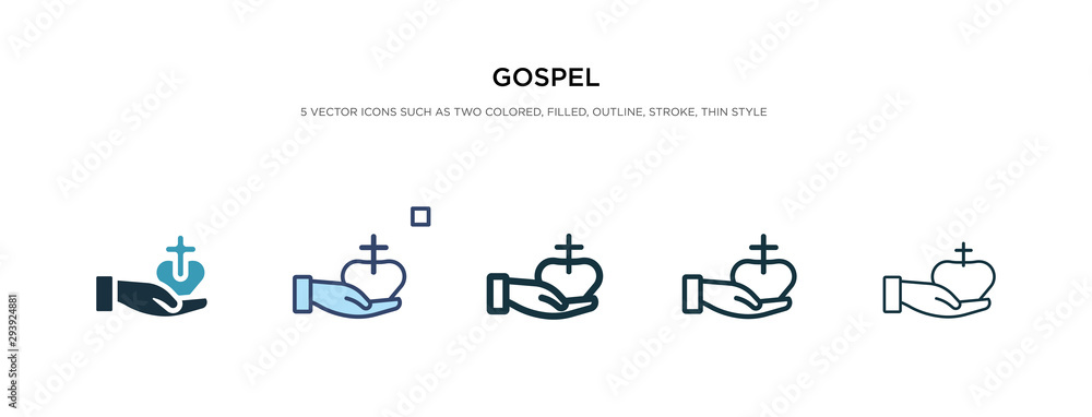 gospel icon in different style vector illustration. two colored and black gospel vector icons designed in filled, outline, line and stroke style can be used for web, mobile, ui gospel icon in different style vector illustration. two colored and black gospel vector icons designed in filled, outline, line and stroke style can be used for web, mobile, ui