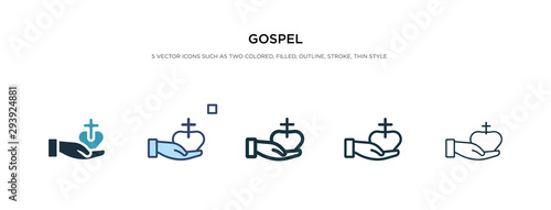 gospel icon in different style vector illustration. two colored and black gospel vector icons designed in filled, outline, line and stroke style can be used for web, mobile, ui