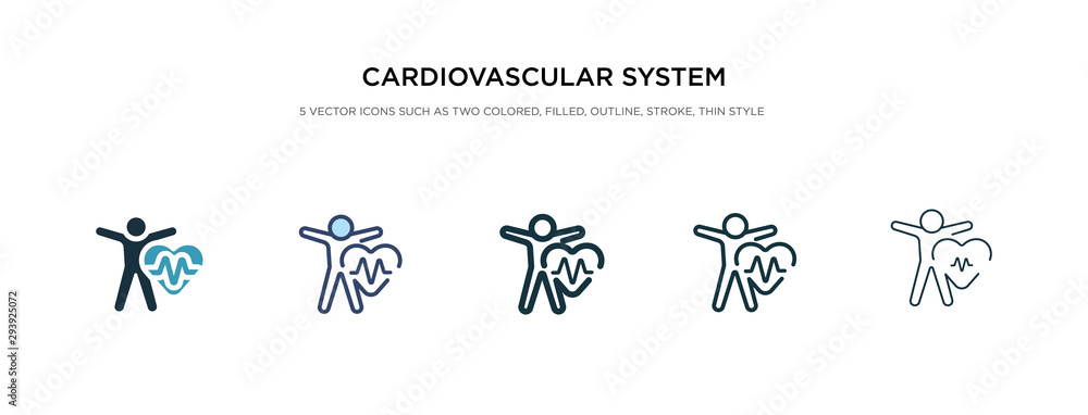 cardiovascular system icon in different style vector illustration. two colored and black cardiovascular system vector icons designed in filled, outline, line and stroke style can be used for web,