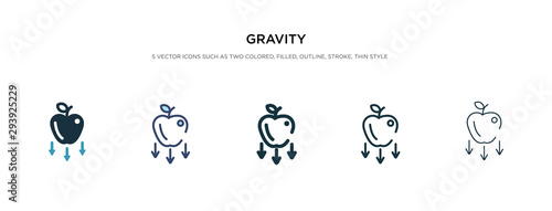 gravity icon in different style vector illustration. two colored and black gravity vector icons designed in filled, outline, line and stroke style can be used for web, mobile, ui photo