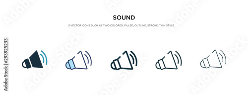 sound icon in different style vector illustration. two colored and black sound vector icons designed in filled, outline, line and stroke style can be used for web, mobile, ui