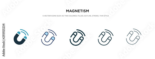 magnetism icon in different style vector illustration. two colored and black magnetism vector icons designed in filled, outline, line and stroke style can be used for web, mobile, ui