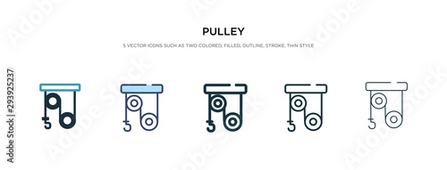 pulley icon in different style vector illustration. two colored and black pulley vector icons designed in filled, outline, line and stroke style can be used for web, mobile, ui