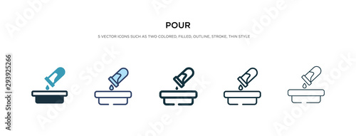 pour icon in different style vector illustration. two colored and black pour vector icons designed in filled, outline, line and stroke style can be used for web, mobile, ui