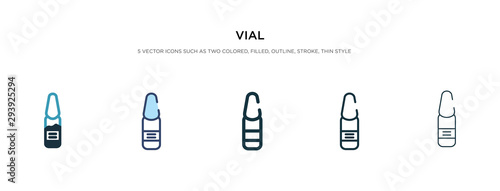 vial icon in different style vector illustration. two colored and black vial vector icons designed in filled, outline, line and stroke style can be used for web, mobile, ui